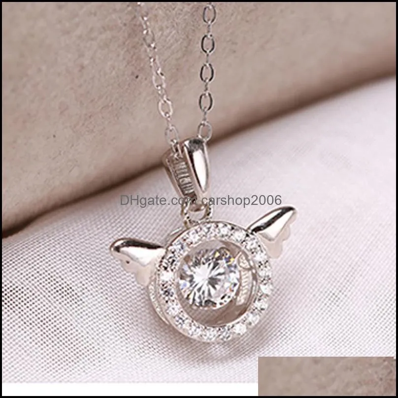 angel wings necklaces trend cute 925 heartbeat beating heart necklace carshop2006