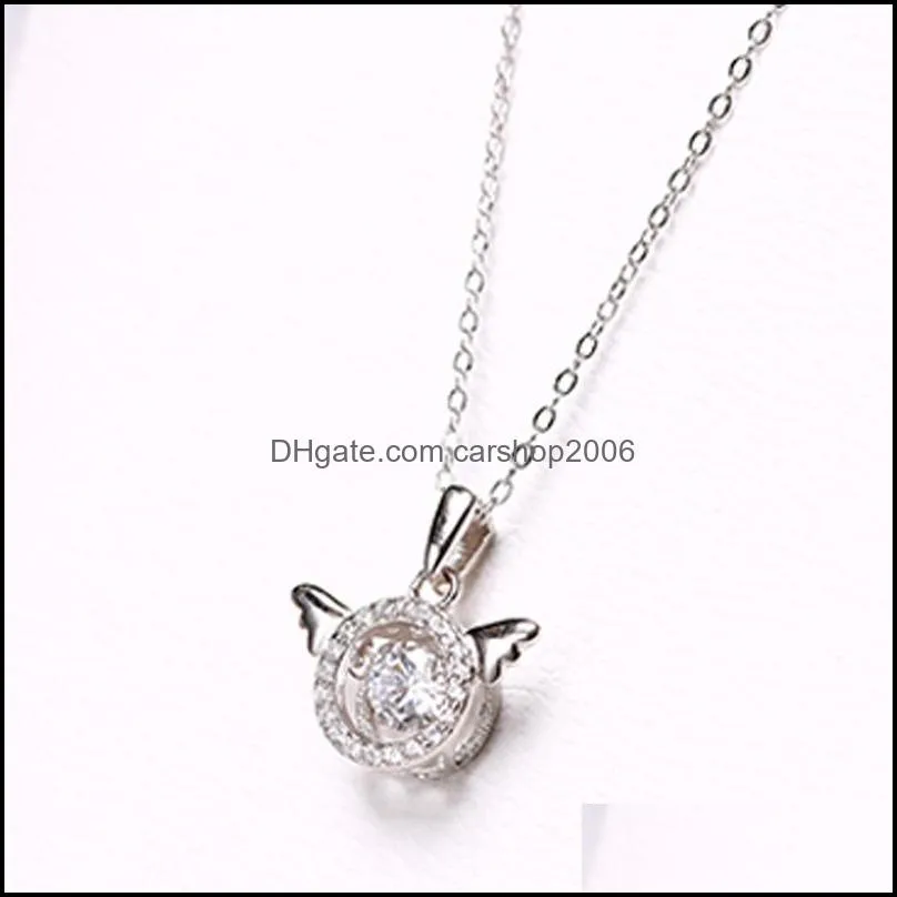 angel wings necklaces trend cute 925 heartbeat beating heart necklace carshop2006