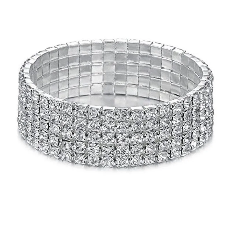 super flash crystal multilayer row diamond elastic chain bracelets for womens fashion luxury bracelet jewelry gift