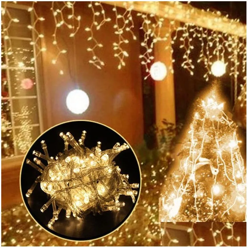 christmas string lights 5m led curtain icicle garland string lights droop 0.40.6m decoration for eaves garden street outdoor