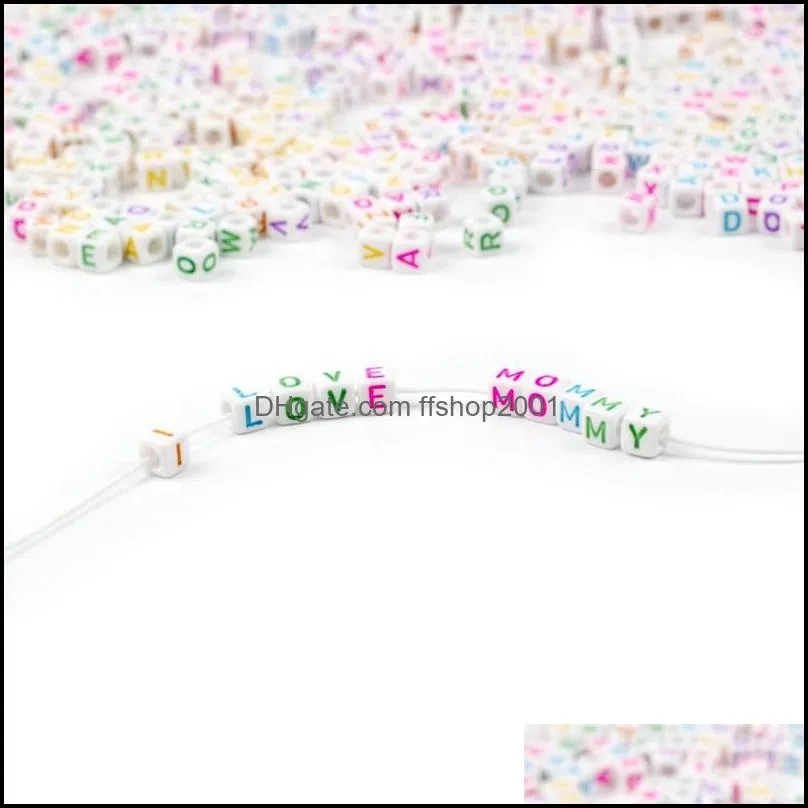 100pcs/lot 6 8 10mm white different alphabet beads acrylic colorful letters beads for children education diy jewelry bracelet 5238 q2