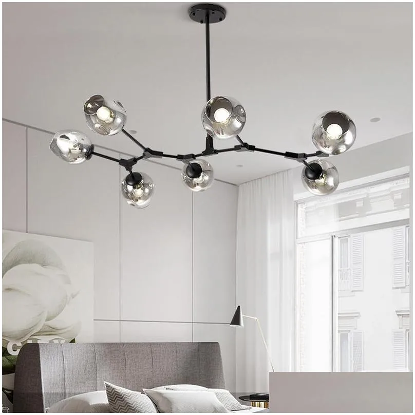 branching bubble led pendant lights gold/black body nordic dining room kitchen light designer hanging lamp ac110v 220v