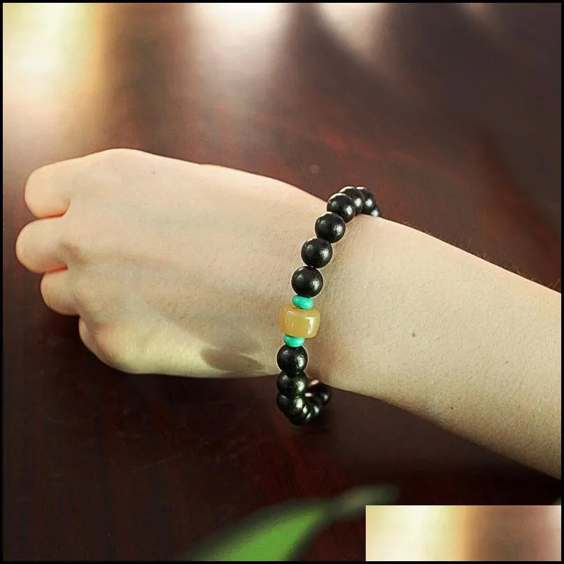 handmade 6mm 8mm wood braided beads bracelet for women men boho ethnic elastic pray bracelet fashion jewelry