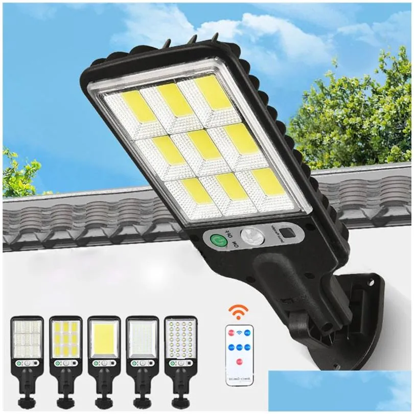 solar street light outdoor solar lamp with 3 lights mode waterproof motion sensor security lighting for garden patio path yard