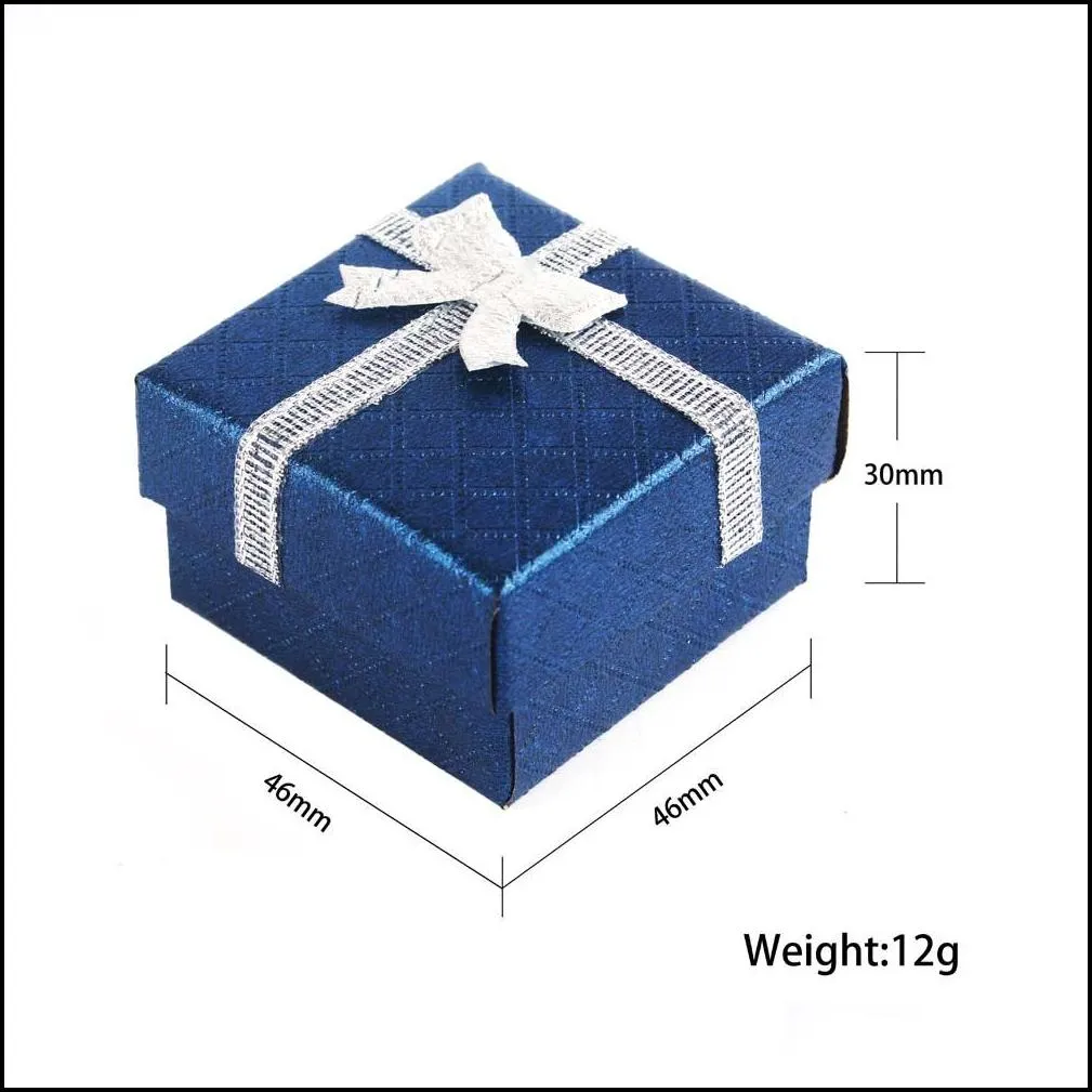 handmade fancy paper cardboard paper box for small ring jewelry 464630mm blue color lovely gift box with sweet ribbon