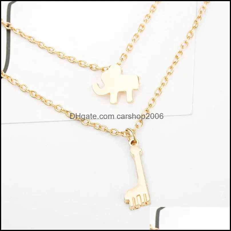 multilayer necklaces elephant necklaces pendants collar women jewelry gift double chain choker necklace carshop2006