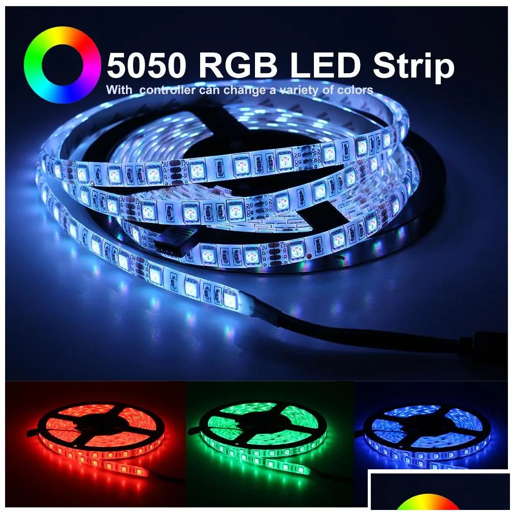 rgb led strip light 5050 2835 dc12v neon ribbon waterproof flexible led diode tape 60leds/m 5m 12v led strip for home decoration