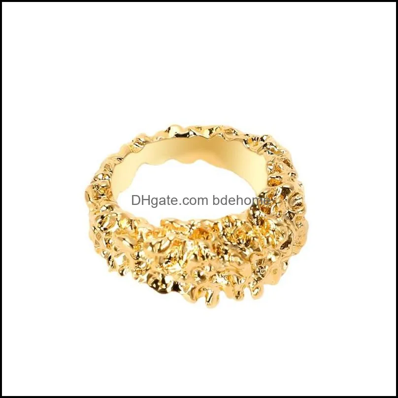 varole punk rock texture ring gold color simple finger rings for women fashion jewelry 332c3