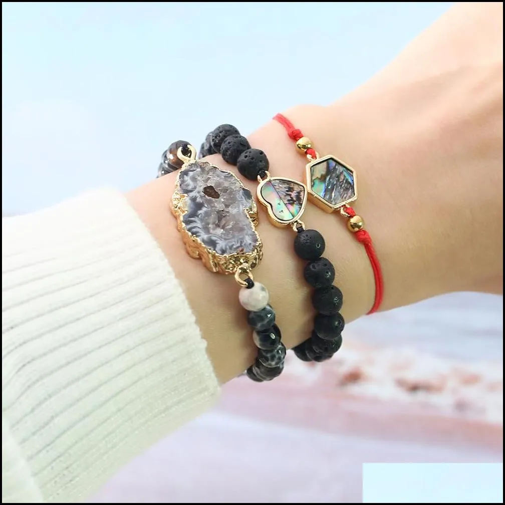 6mm natural stone beads charm bracelets for women irregular stone durzy pendant handmade braided agate bead bracelete fashion jewelry