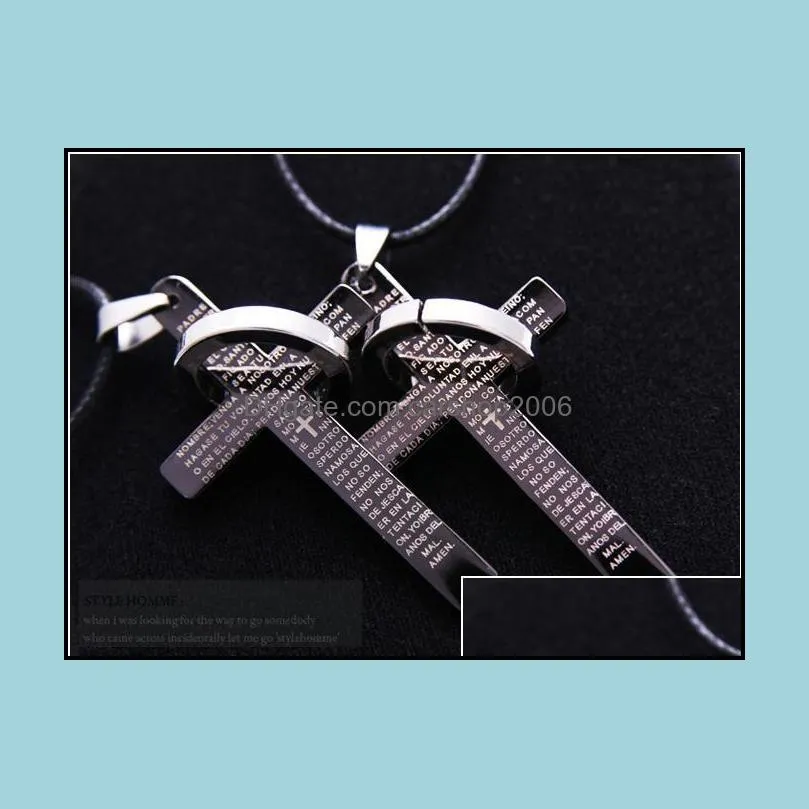 men stainless steel necklace statement the bible cross titanium steel man lovers cross necklaces carshop2006