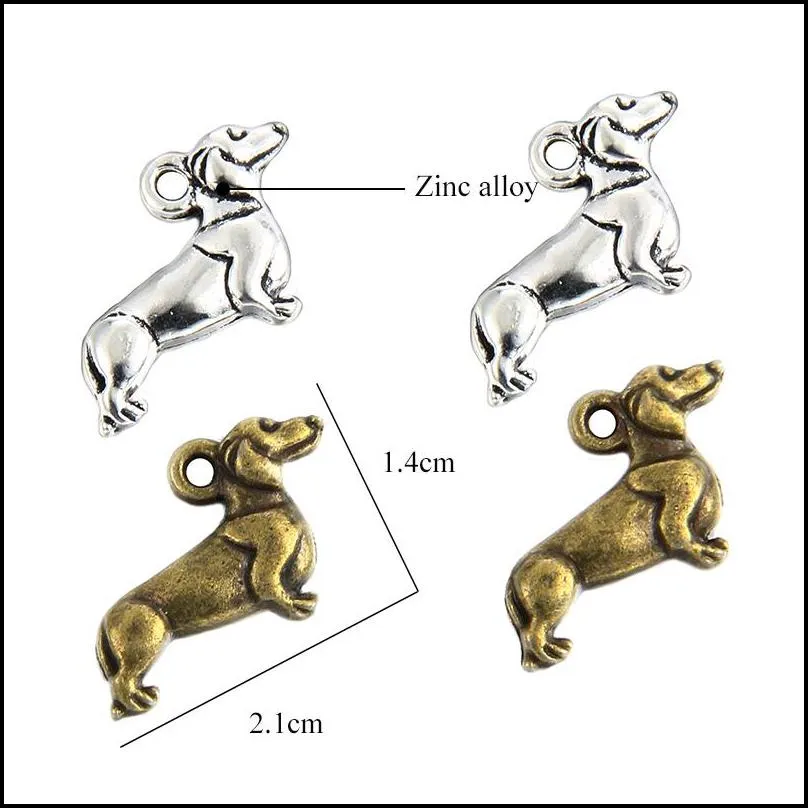 lovely dog pendants jewelry charm fit necklace bracelets keychain sliver gold color jewelry charm for diy making