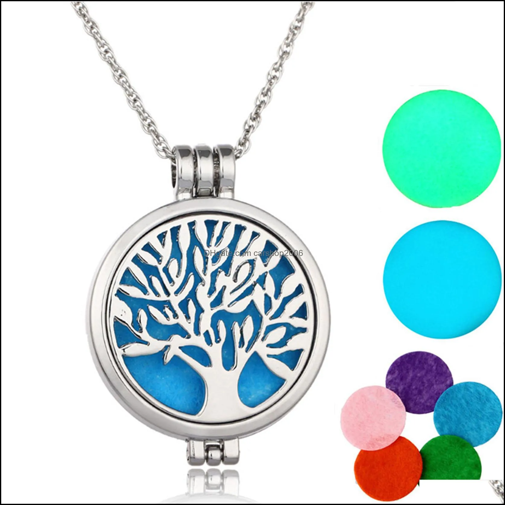 locket necklace aromatherapy necklace with felt pads stainless steel jewelry pattern tree of life pendant oils essential diffuser carshop2006