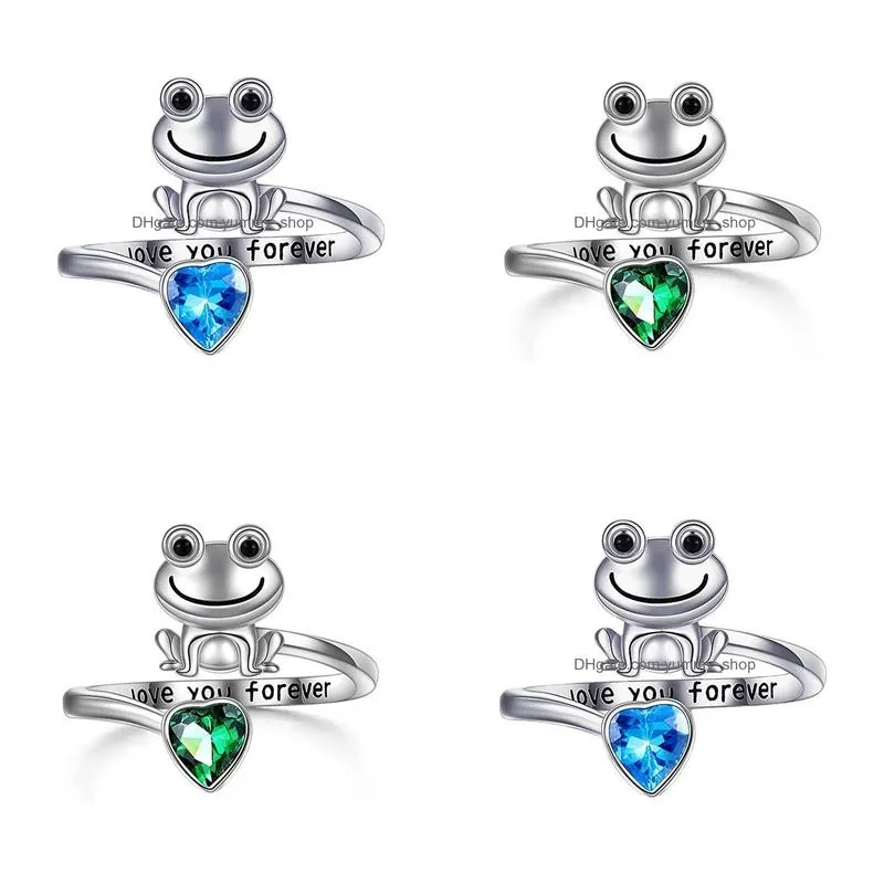 fashion jewelry frog ring crystal opening adjustable animal rings