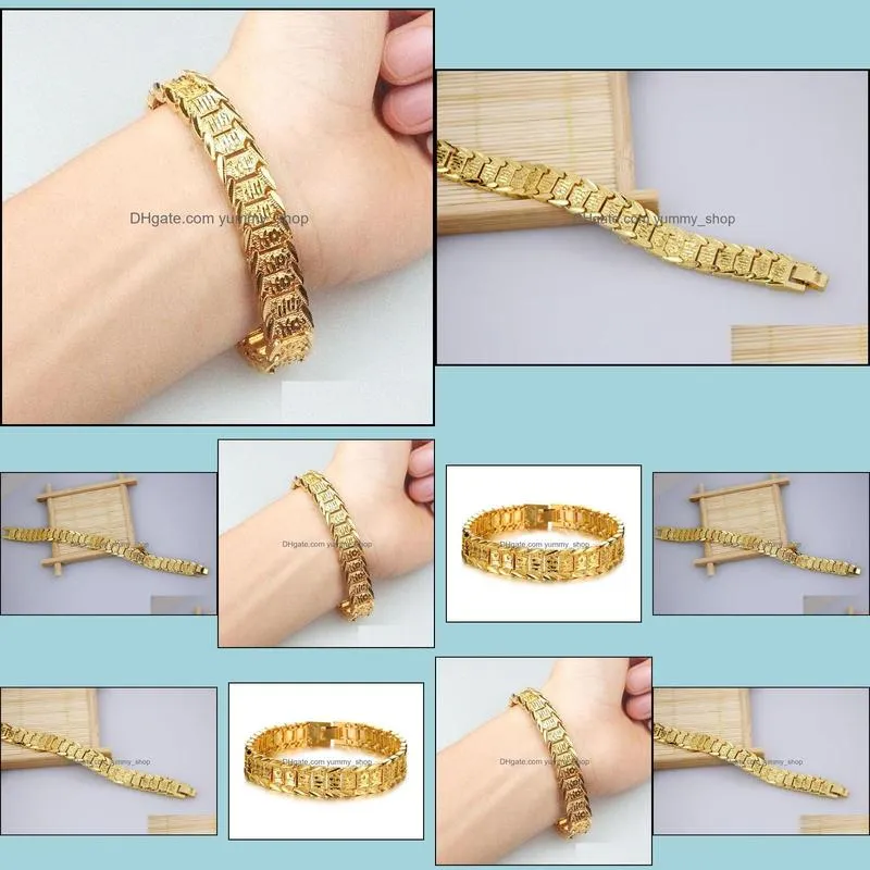 pretty bangle bracelets for women men bracelet solid watch chain link 8.3inch gold charms bracelets