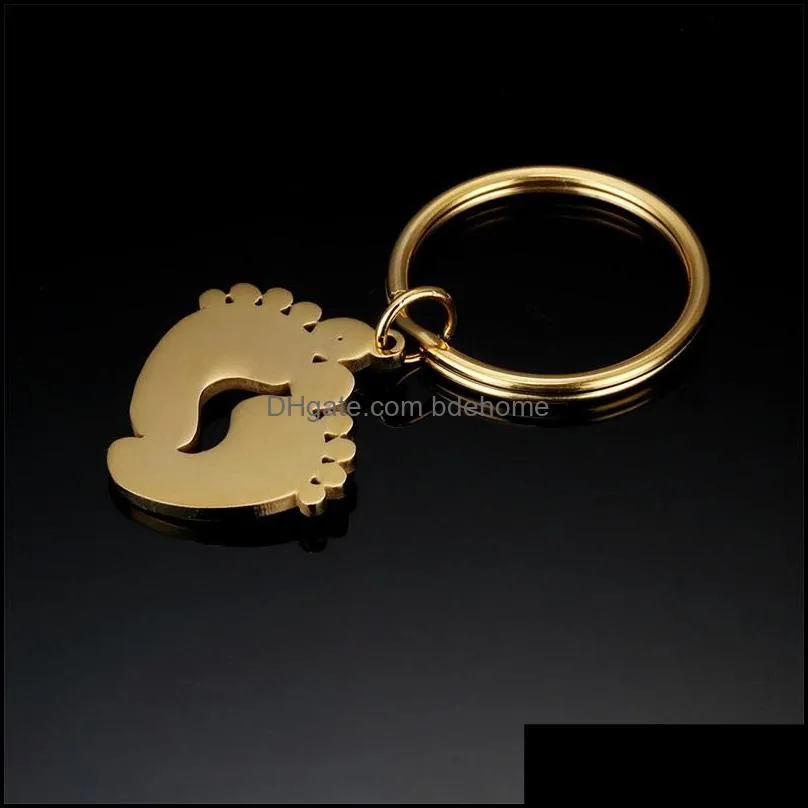 steel/gold stainless steel baby foot key chain blank for engrave metal baby feet keychain mirror polished wholesale 10pcs 90 q2