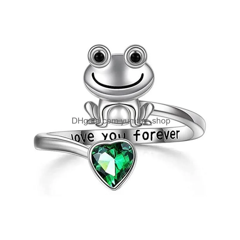 fashion jewelry frog ring crystal opening adjustable animal rings