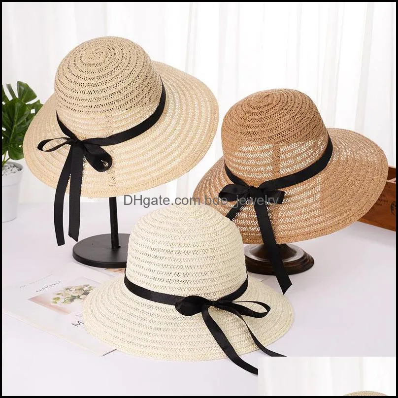 fashion straw hat with builtin adjustable rope folding carry beach sun cap high quality manufacturers direct sales 87 w2