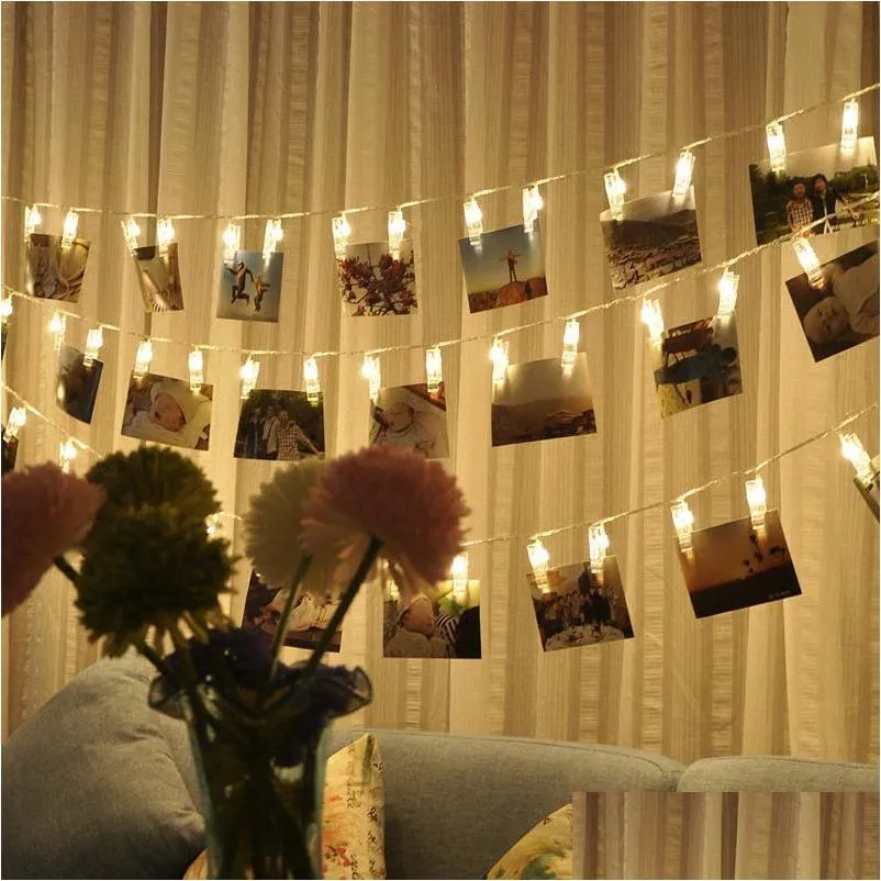 led string lights novelty fairy lamp starry battery card p o clip luminaria festival christmas wedding decoration