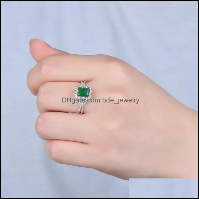 imitate emerald square shape inlay rings fashion women engagement opening simple ring jewelry gift 763 q2