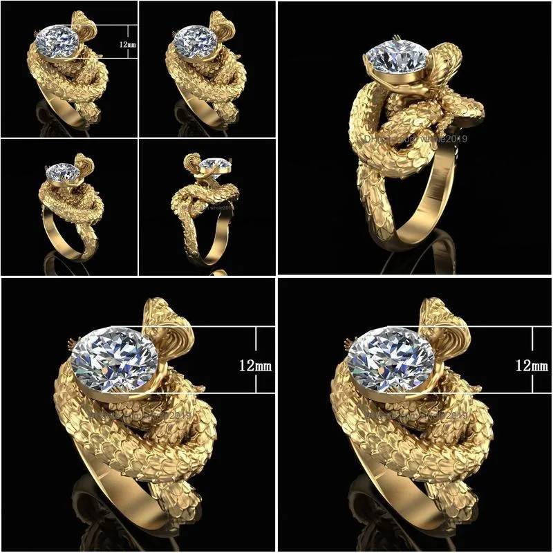 fashion jewelry punk person face snake body totem ring lady zircon ring