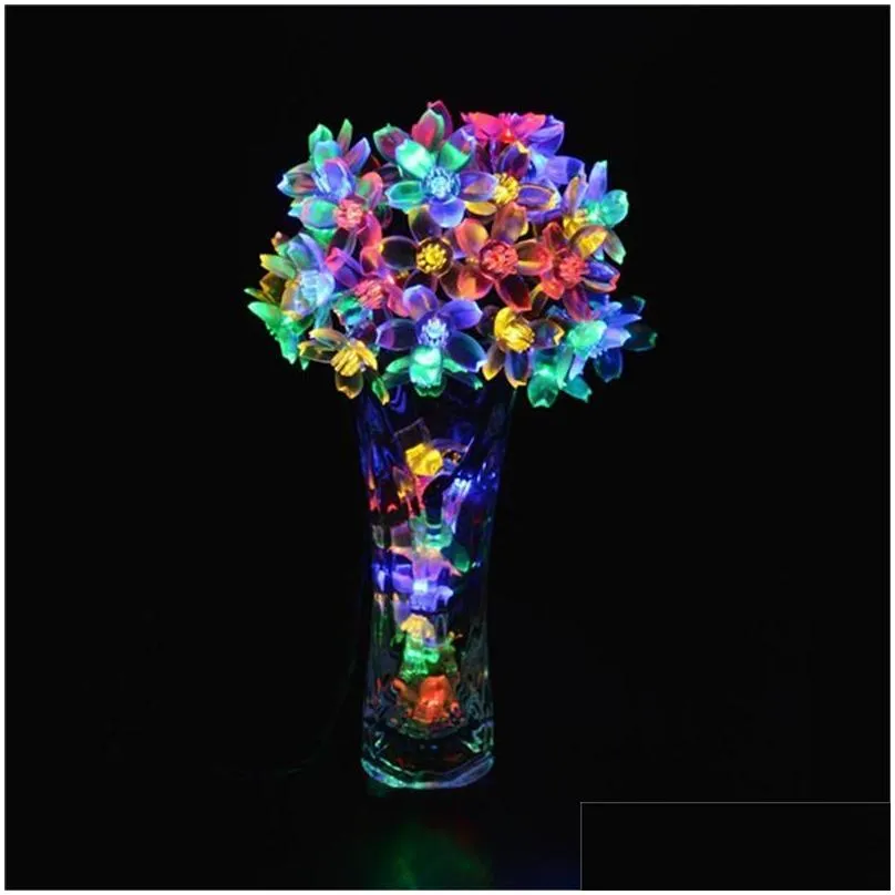 50 leds 7m peach ledertek flower solar lamp power led string fairy lights solar garlands garden christmas decor for outdoor