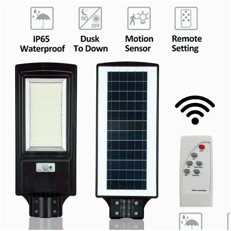 300w 600w solar street light outdoor lighting radar sensor road lamp with pole remote control 492led 966led