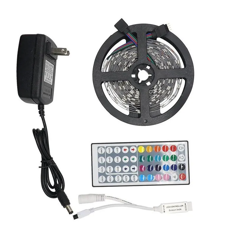 rgb led strip light 5050 5m 10m ip20 led light rgb leds tape led ribbon flexible mini ir controller dc12v adapter set