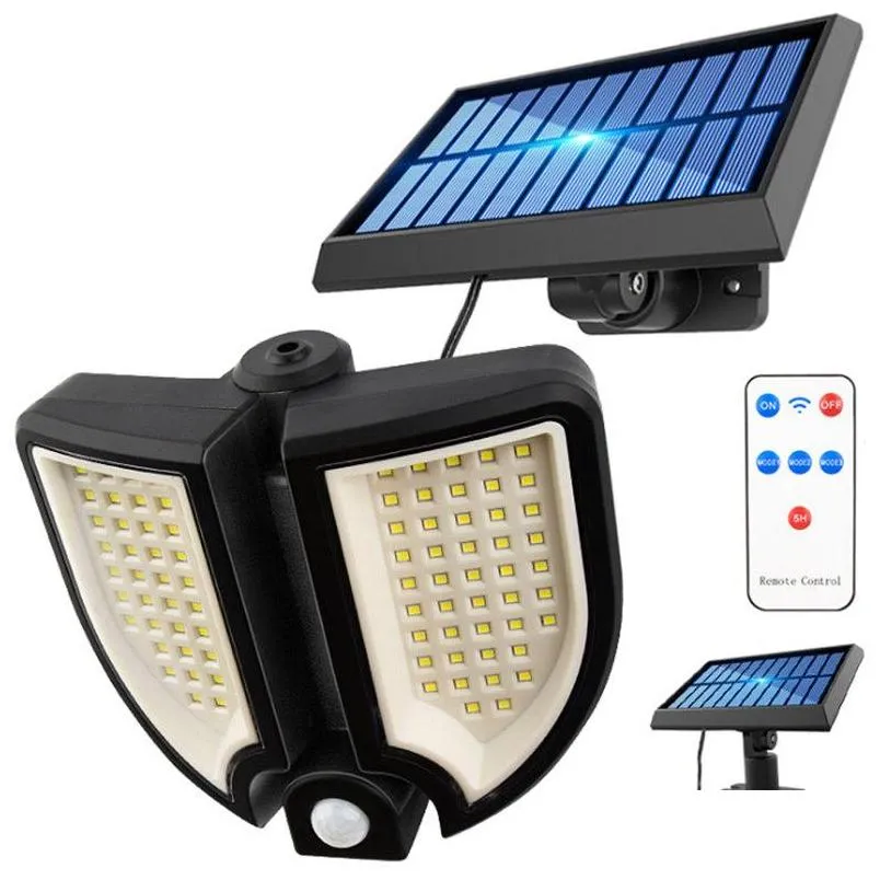 90led solar wall lamp motion sensor waterproof led street light security garden solar lamps with remote control rechargeable outdoor