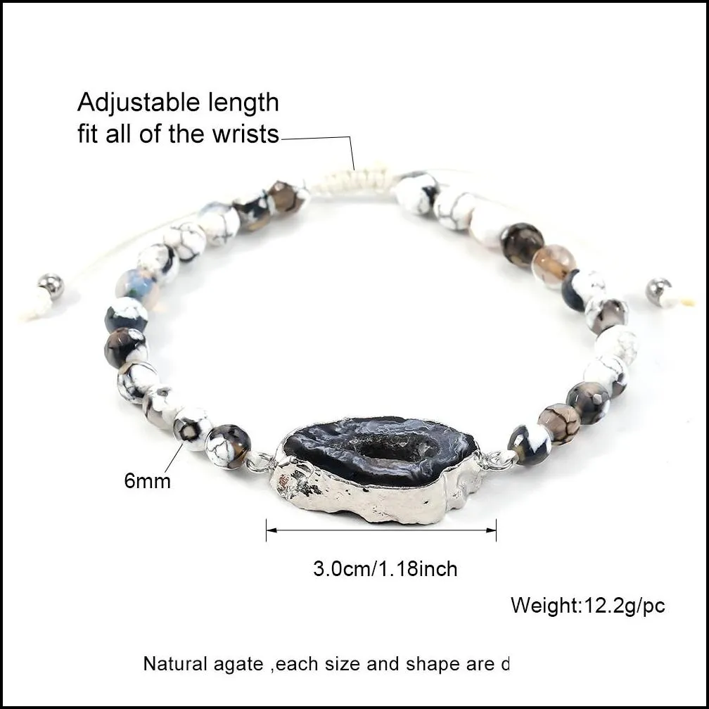 6mm natural stone beads charm bracelets for women irregular stone durzy pendant handmade braided agate bead bracelete fashion jewelry