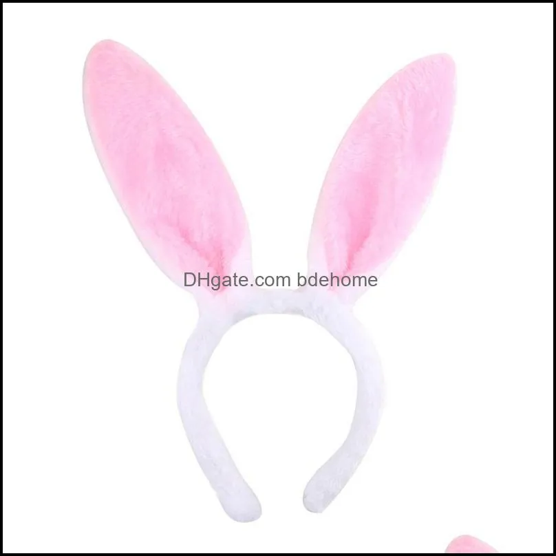 cute fluffy rabbit ears headband for women halloween easter anime cosplay hairband headwear female bunny hair accessories 2171 t2