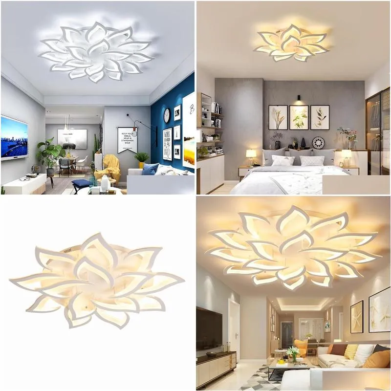 lustre chandelier light for living room bedroom surface mounted flower shape modern ceiling chandelier lighting chandelier