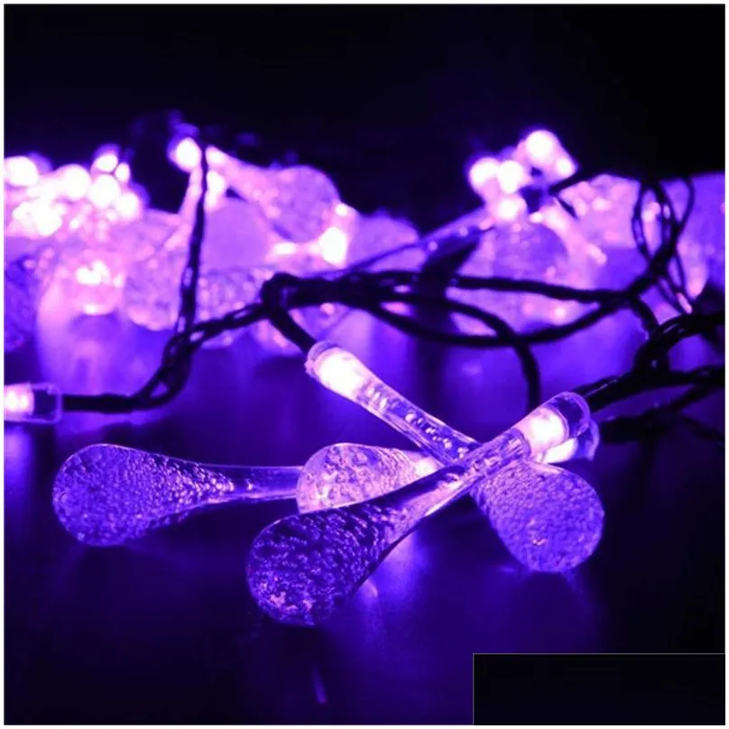 6m 30 led solar christmas lights 8 modes waterproof water drop solar fairy string lights for outdoor garden