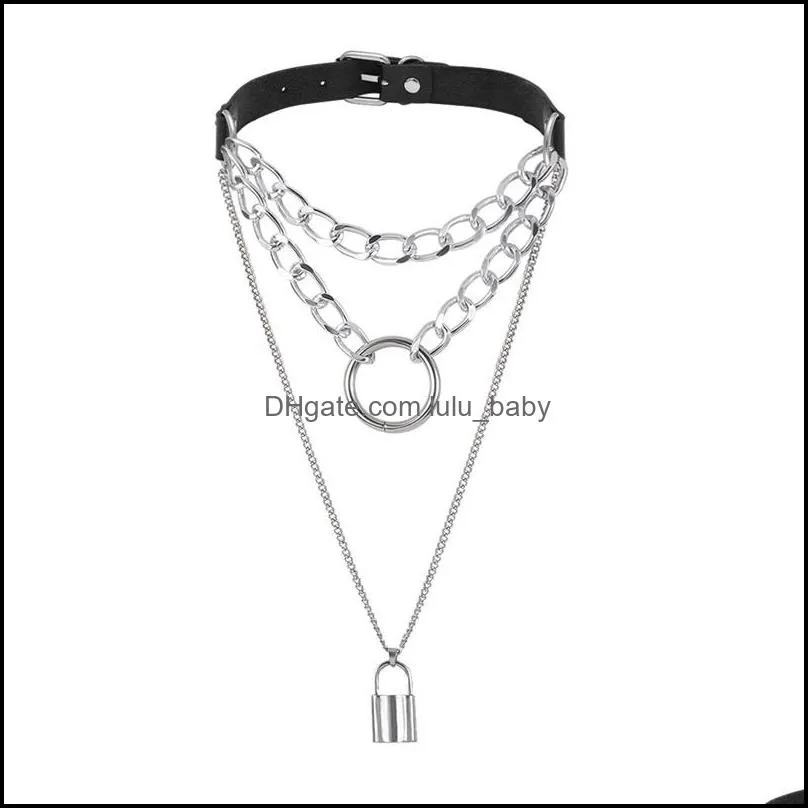 egirl choker collar lock gothic necklace punk goth jewelry harajuku style black chocker emo grunge aesthetic accessories