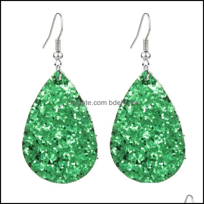 classic sequin glitter pu leather dangle earrings for women personalized star teardrop jewelry statement earrings 3588 q2