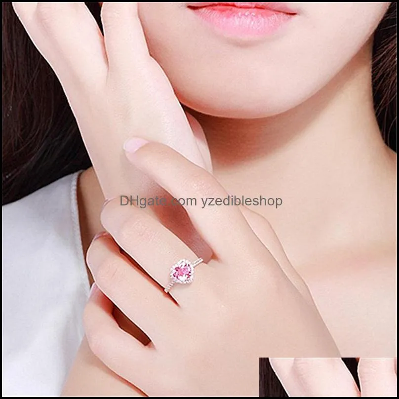 luxury pink crystals rings natural tourmaline heart love ring rose gold plated live generation rin yzedibleshop