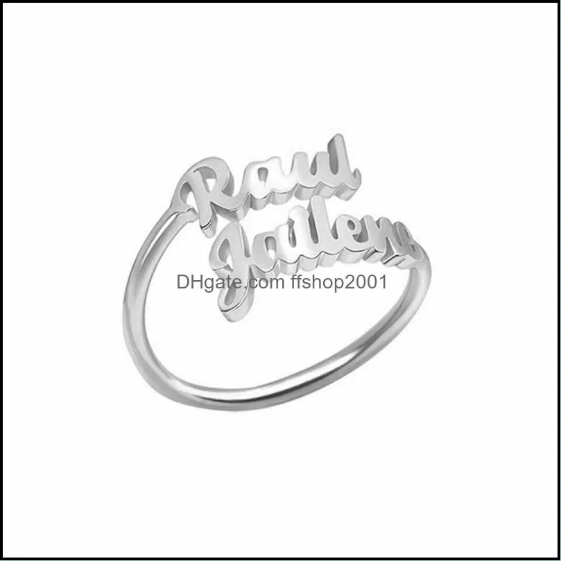 two name rvs rings for women gold customized couples names on ring mother daughter jewelry poison649 t2