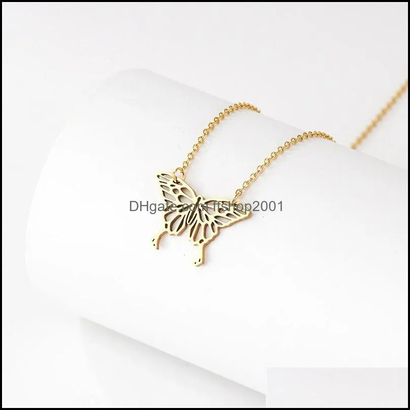 hollow butterfly pendant neckkace gold chains stainless steel butterflies necklaces women fashion jewelry gift 826 q2