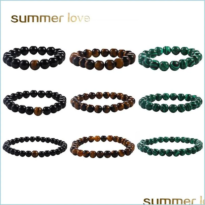 tiger eye malachite onyx beads bracelet for men women adjustable 6mm 8mm 10mm lava stone black beads yoga bracelet jewelry