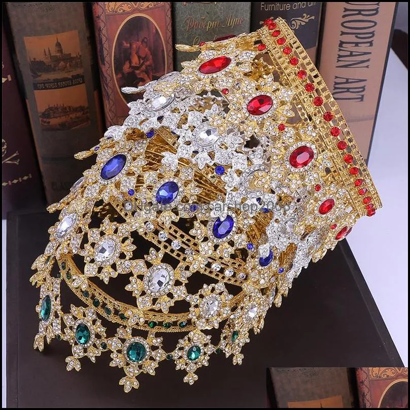hair clips barrettes baroque princess rhinestone crown wedding jewelry bride gifts tiaras party pageant bridal chrystal headwear 1924