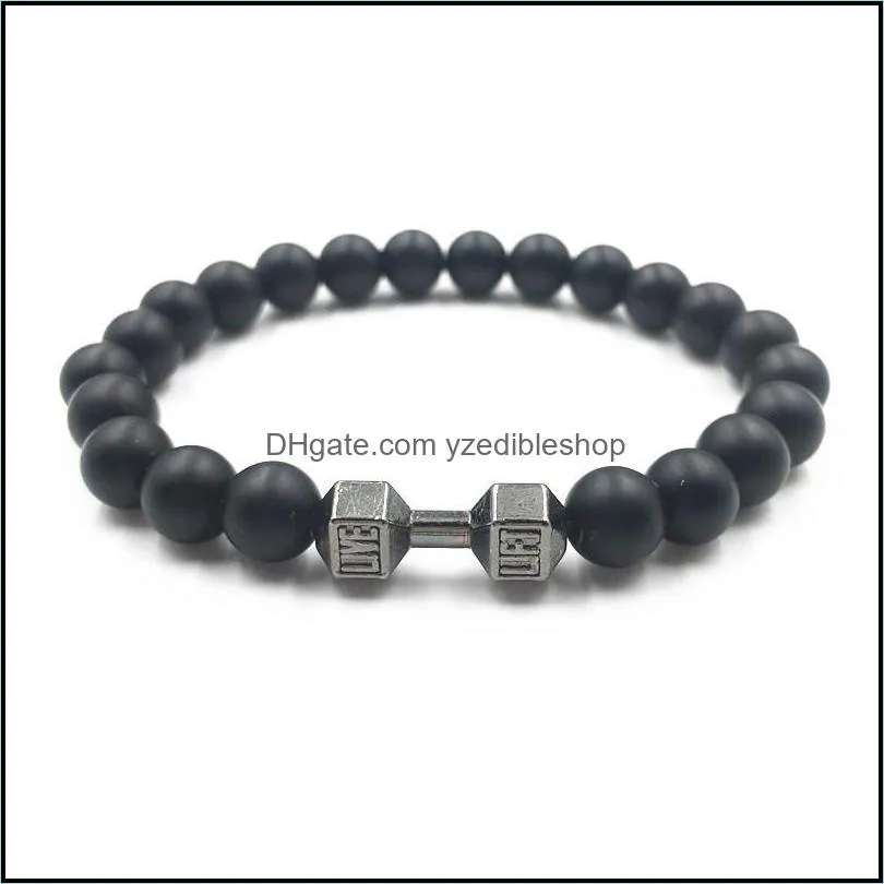 lava bracelet black volcanic stone beads bracelets for women men fitness barbell jewelry mens bracelet yzedibleshop