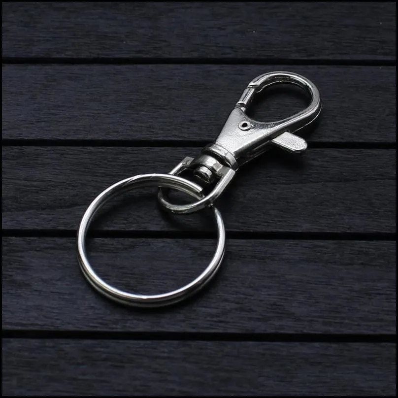 simple style 60mm25mm round shape diy keychain for key handbag sliver color small cute key ring charm accessories