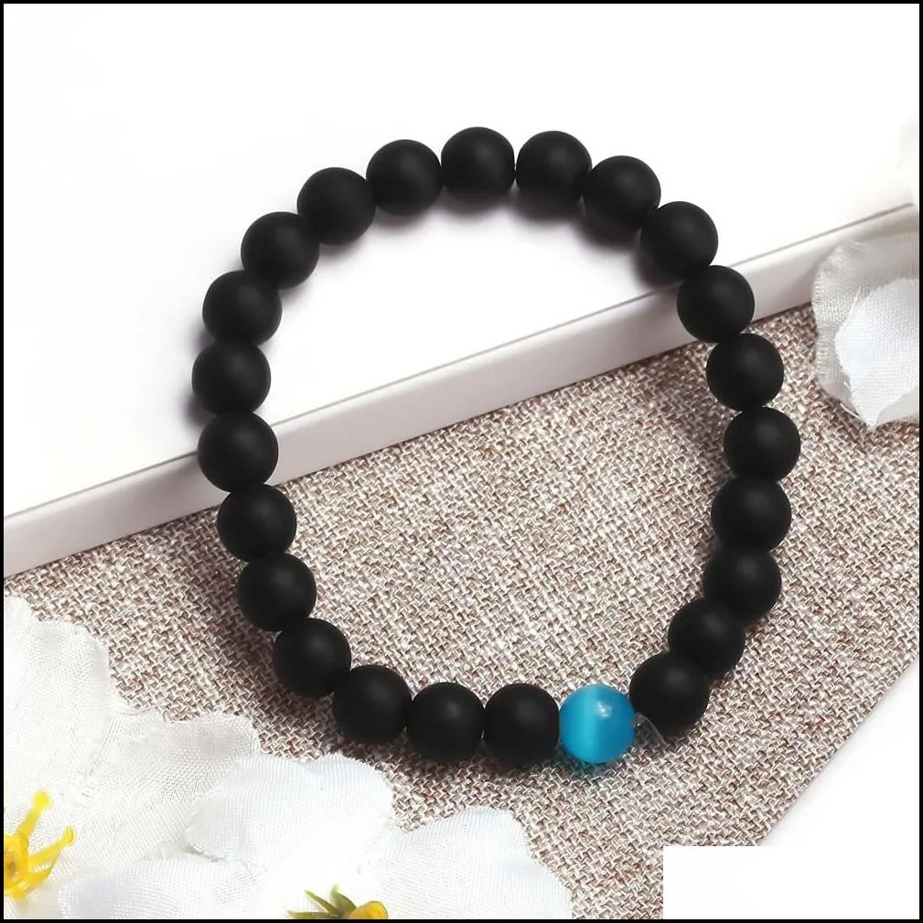  handemade matte black white onxy howlite beads bracelet for women man 8mm natural stone elastic bracelet trendy jewelry gift