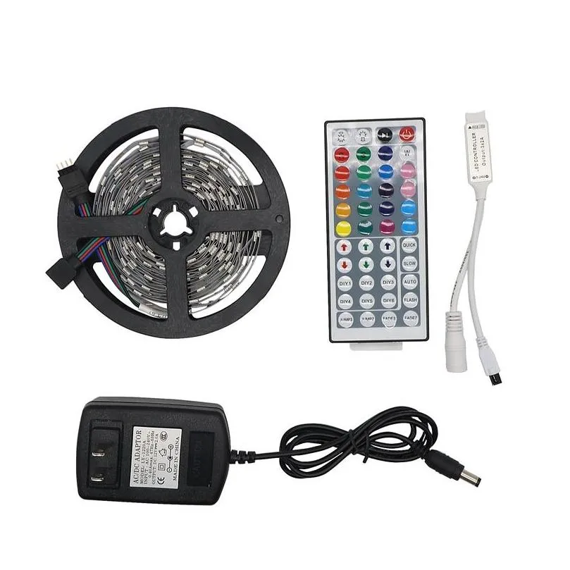 rgb led strip light 5050 5m 10m ip20 led light rgb leds tape led ribbon flexible mini ir controller dc12v adapter set