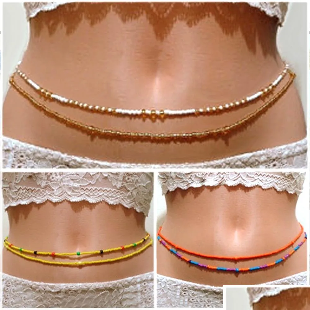 bohemian fashion jewelry candy color bikini beads belt waist chains belt belly chains