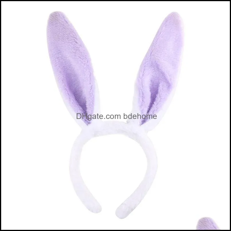 cute fluffy rabbit ears headband for women halloween easter anime cosplay hairband headwear female bunny hair accessories 2171 t2