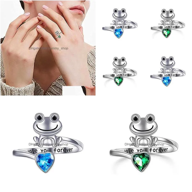 fashion jewelry frog ring crystal opening adjustable animal rings