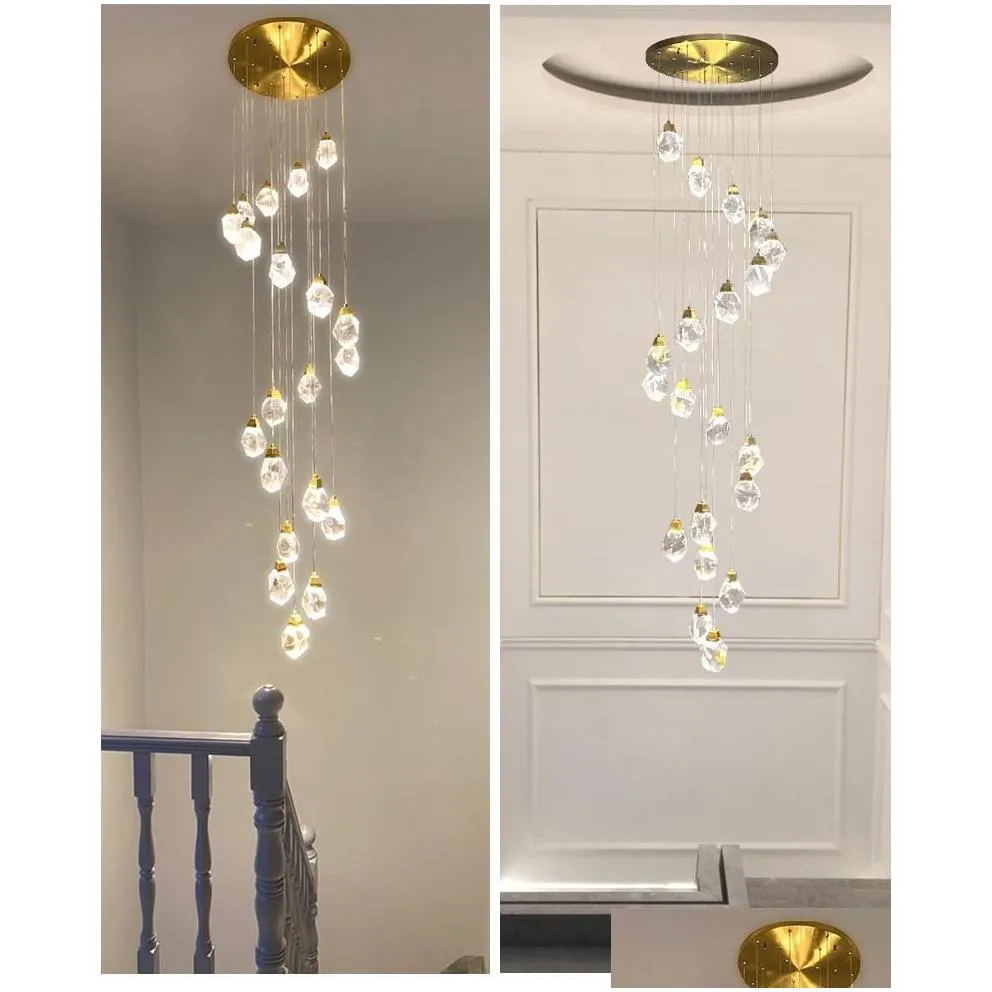 crystal cube chandelier indoor lighting for home staircase loft lamp living dining room bedroom kitchen decor spiral hanging