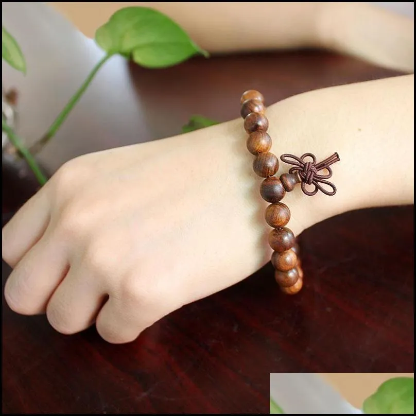 handmade 6mm 8mm wood braided beads bracelet for women men boho ethnic elastic pray bracelet fashion jewelry