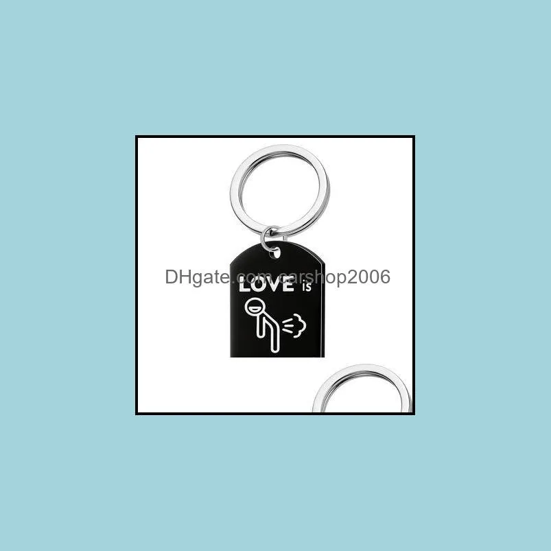 european and american stainless steel jewelry couple keychain gift necklace couple cartoon abstract love christmas gift carshop2006