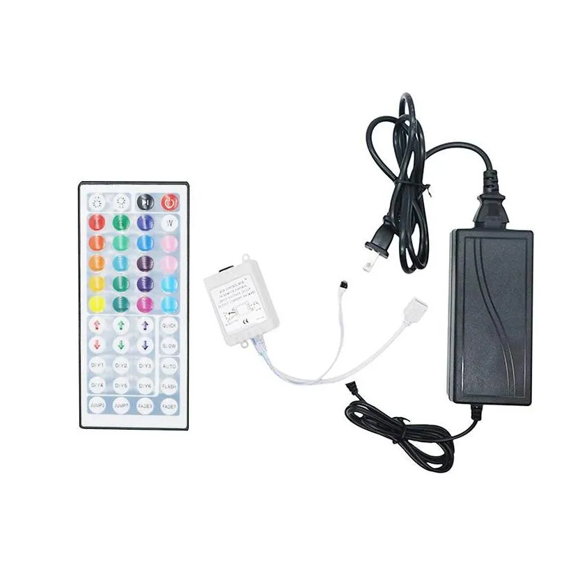 smd 5050 led strips rgb lights kit waterproof ip65 300 leds 44 keys remote control 12v 5a power supply with gift box